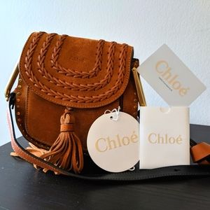 Chloe Caramel Hudson Mini Whipstitched Suede Bag